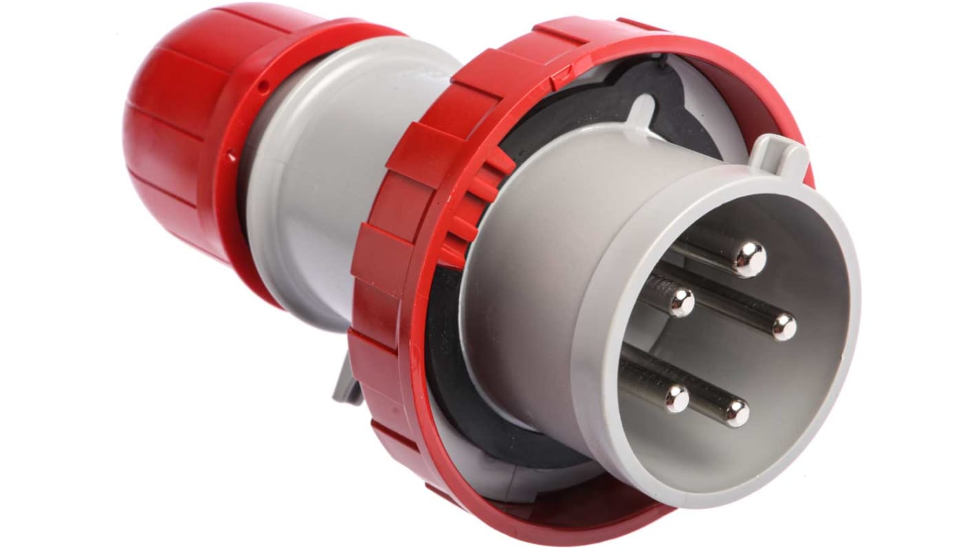 Scame IP67 Red Cable Mount 3P + N + E Industrial Power Plug, Rated At 32A, 415 V