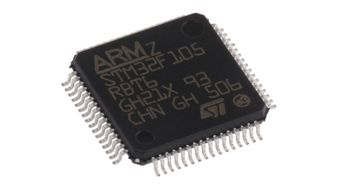 STMicroelectronics, 32bit ARM Cortex M3, STM32F1 Microcontroller, 72MHz, 128 kB Flash, 64-Pin LQFP