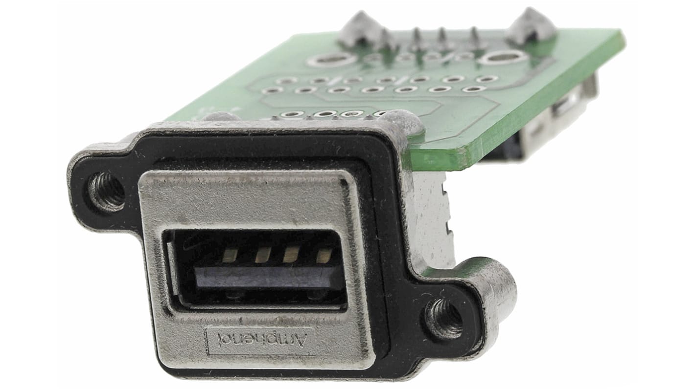 Amphenol Communications Solutions Right Angle, Through Hole, Socket- Single Port Type A USB Connector
