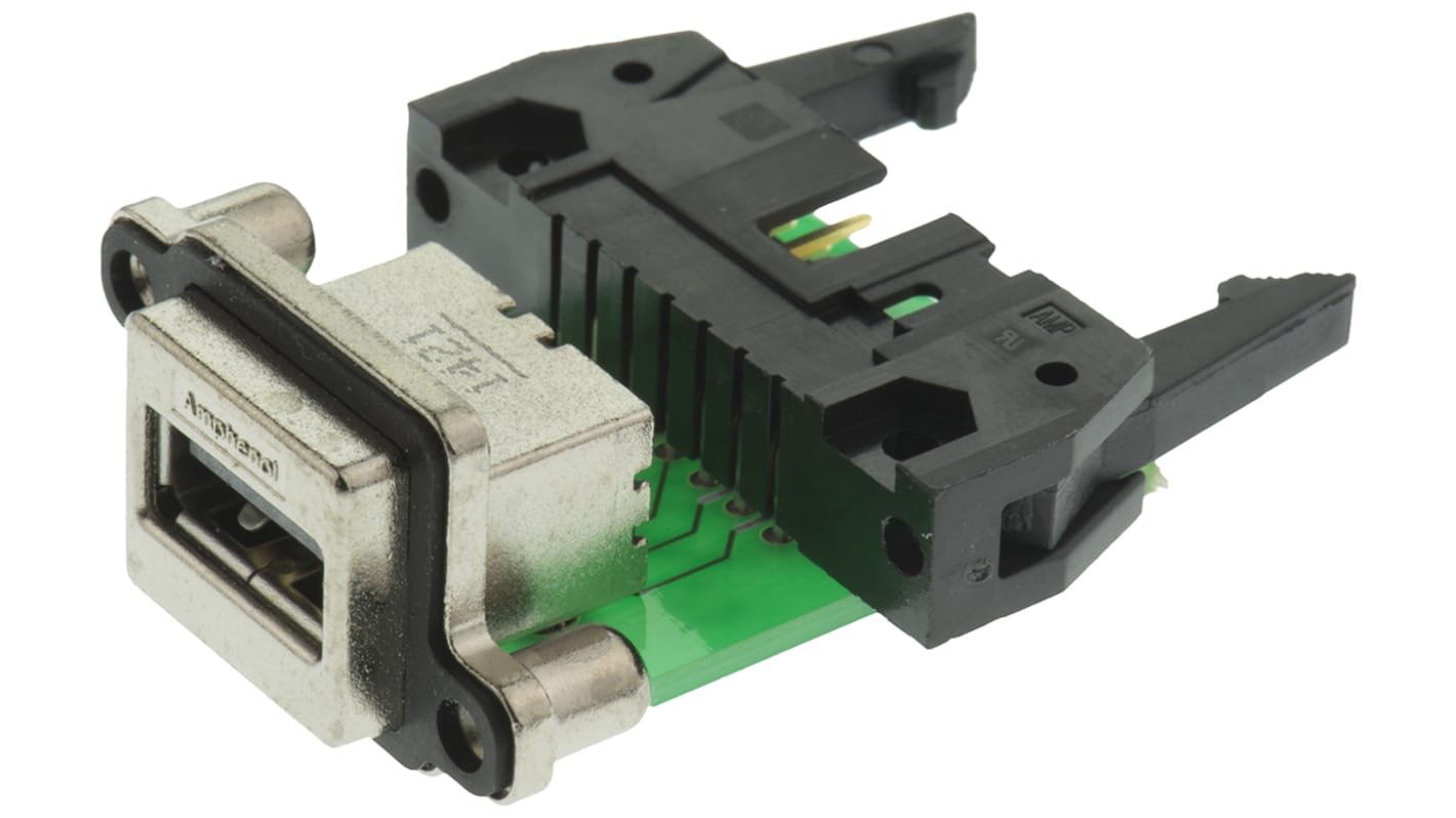 Amphenol Communications Solutions Right Angle, Through Hole, Socket- Single Port Type A USB Connector