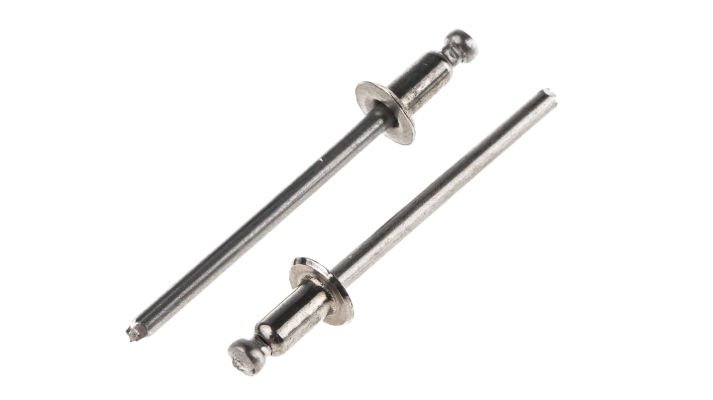 Nýt, délka nýtu: 6.4mm, Stříbrná, Prostý Nerezová ocel Slepý, průměr nýtu: 3.2mm