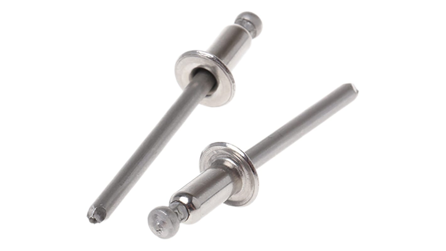 Pop Rivets Φ4.8mm 不锈钢抽芯铆钉, 10.8mm长, 可插入3.2mm材料
