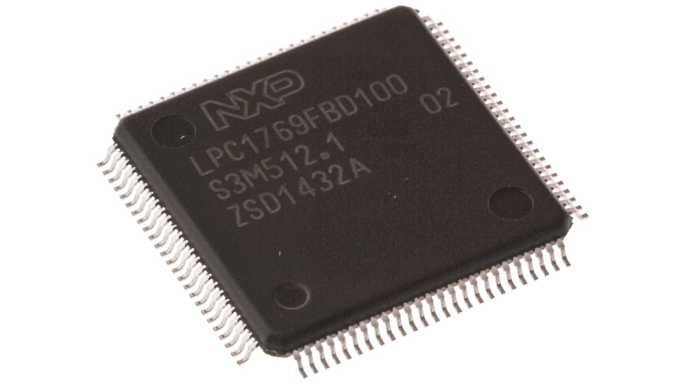 Mikrokontroler NXP LPC17 LQFP 100-pinowy Montaż powierzchniowy ARM Cortex M3 512 kB 32bit CAN:2 100MHz RAM:64 kB