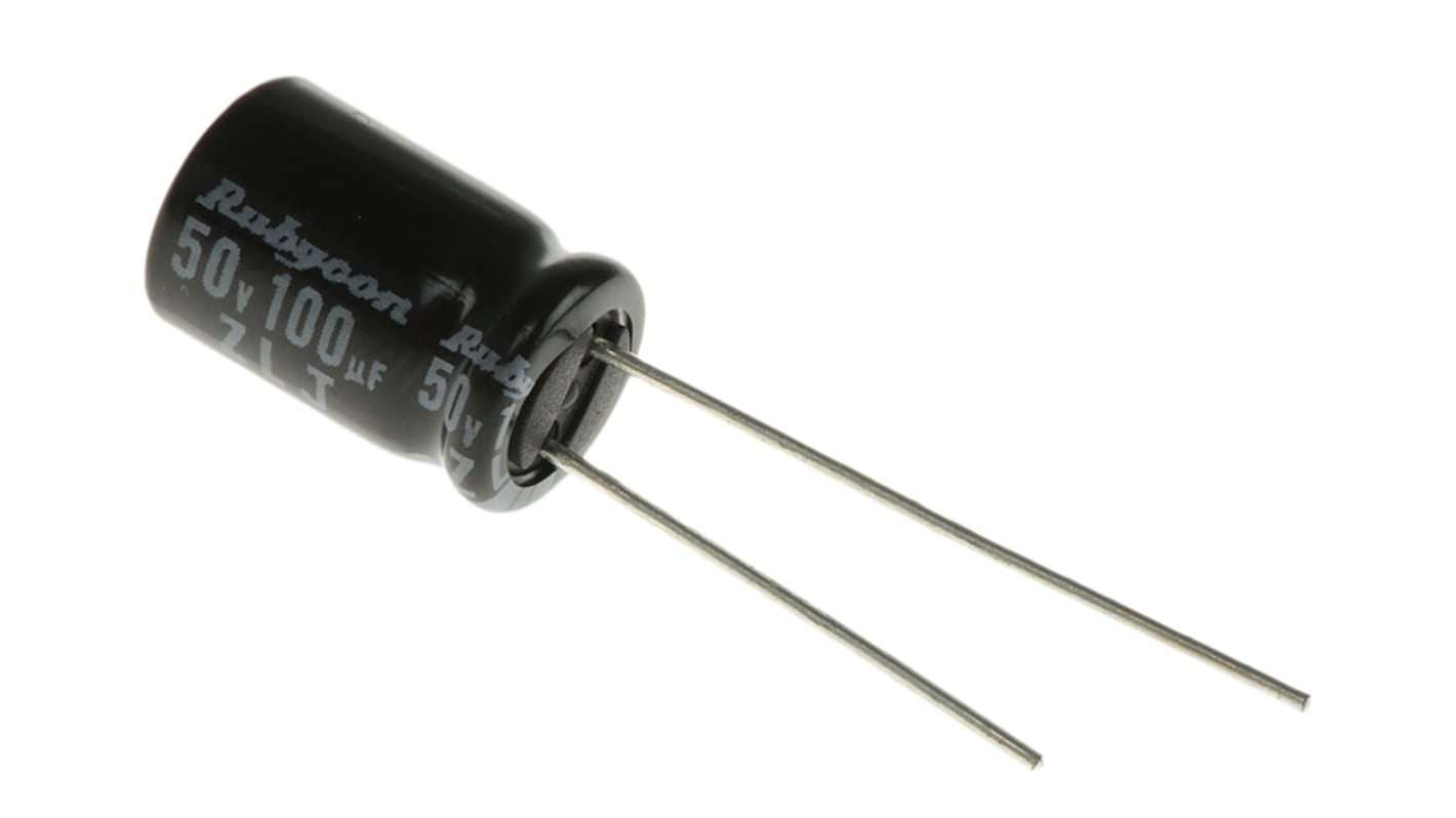 Rubycon 100μF Aluminium Electrolytic Capacitor 50V dc, Radial, Through Hole - 50ZLJ100M8X11.5