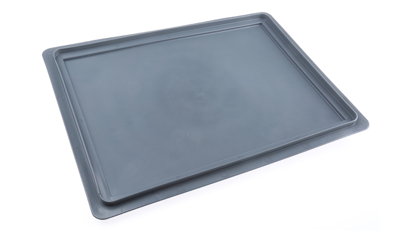 RS PRO Grey PP Storage Box Lid, 400mm x 300mm x 19mm