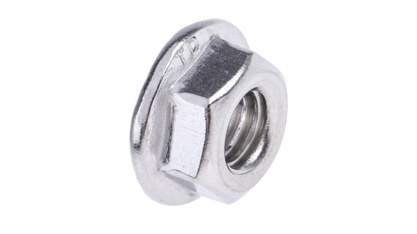 RS PRO Stainless Steel Flanged Hex Nut, DIN 6923, M6