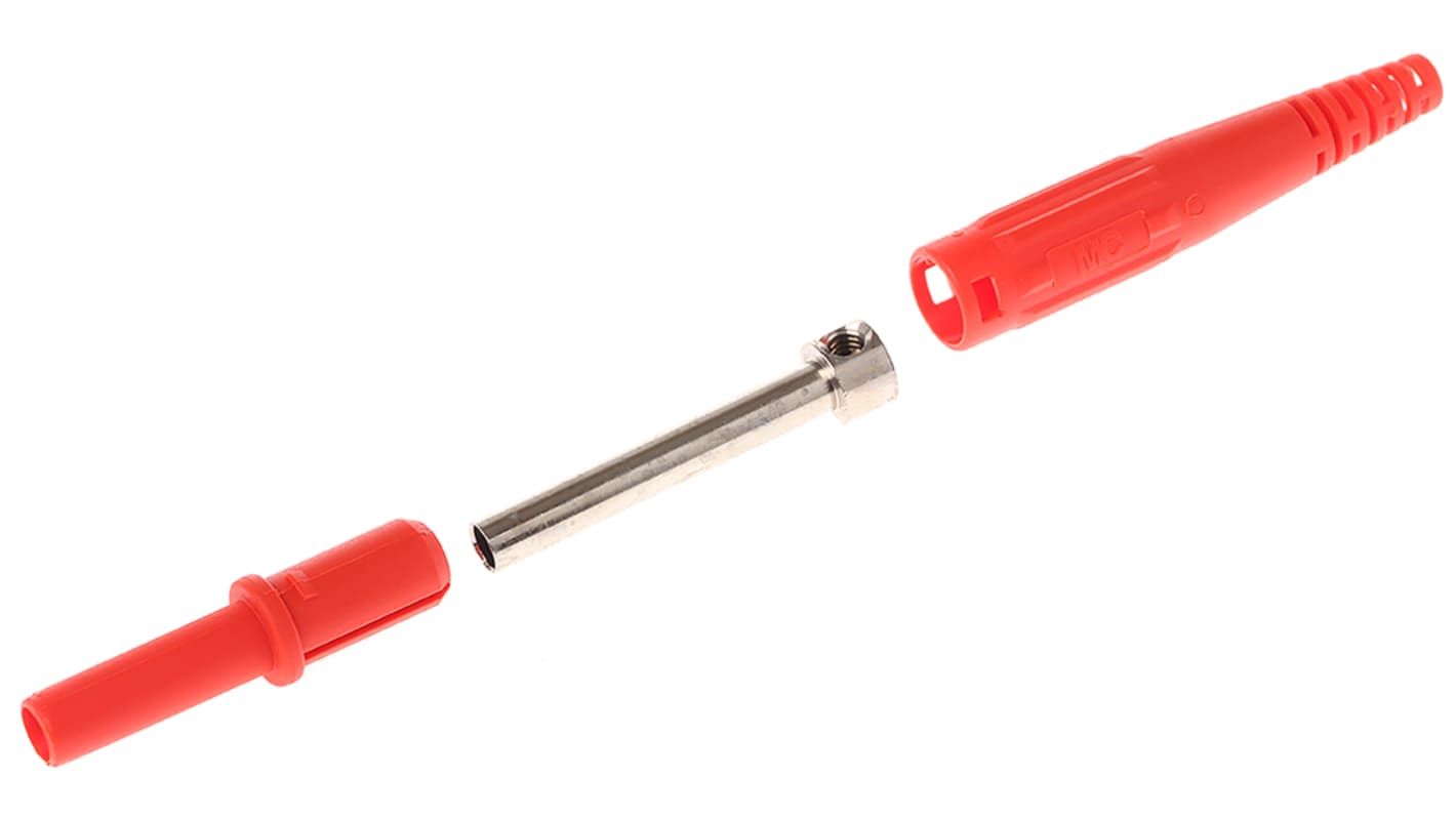Staubli Red Female Banana Socket, 4 mm Connector, Screw Termination, 32A, 1000V, Nickel Plating