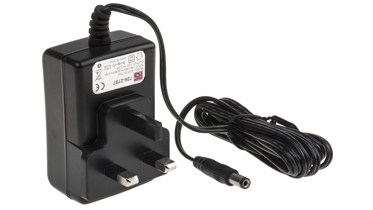 RS PRO 15W Plug In Power Supply 7.5V dc Output, 2A Output