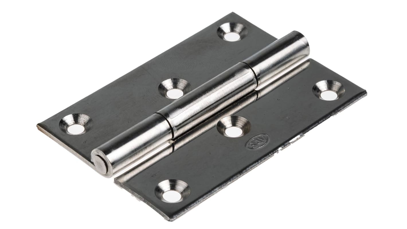 RS PRO Stainless Steel Piano Style Hinge, Screw Fixing 70mm x 50mm x 2mm