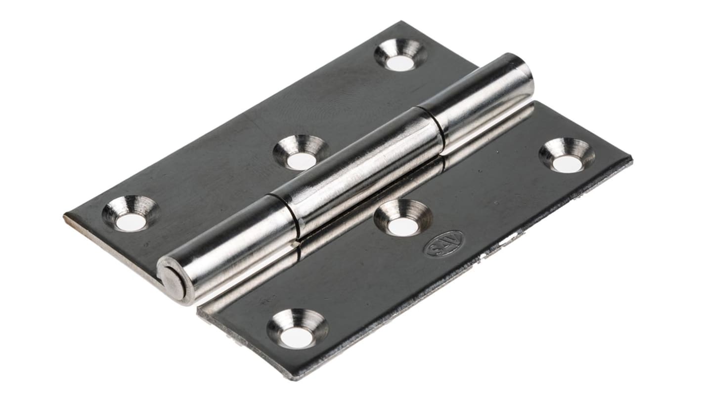 RS PRO Stainless Steel Piano Hinge, Screw Fixing, 70mm x 50mm x 2mm