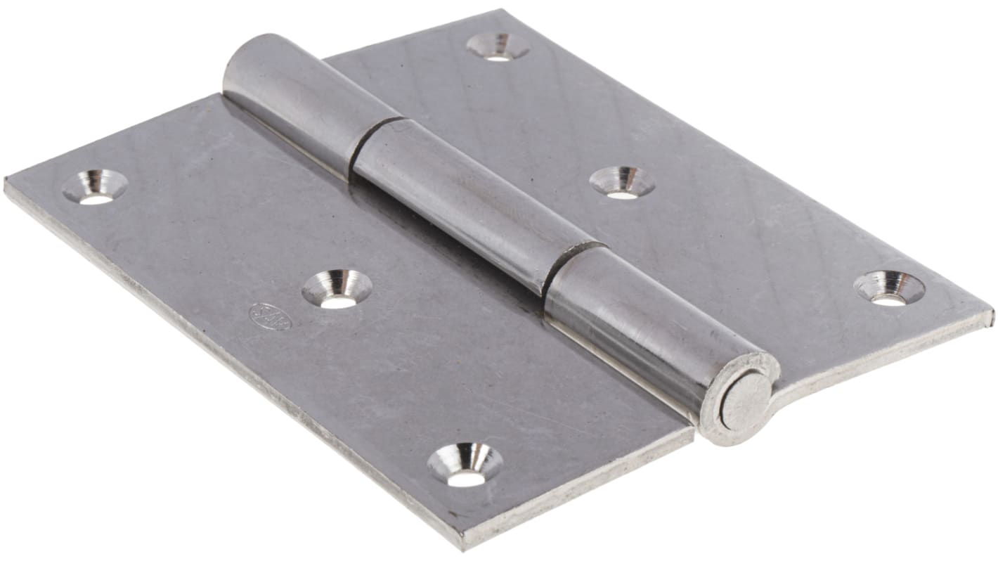 RS PRO Stainless Steel Butt Hinge, Screw Fixing, 100mm x 80mm x 3mm