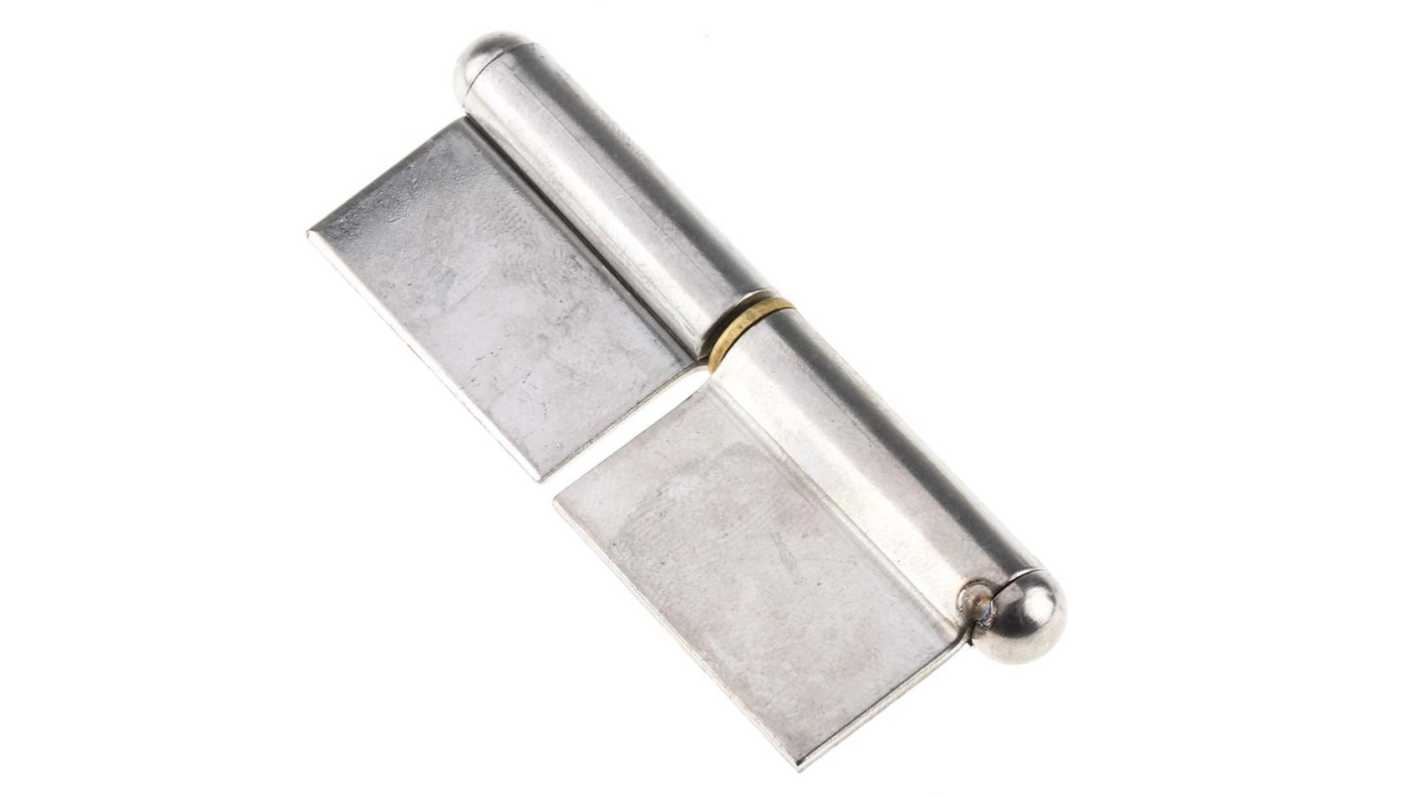 RS PRO Stainless Steel Flag Hinge with a Lift-off Pin, Weld-on Fixing, 61.5mm x 40mm x 1.5mm