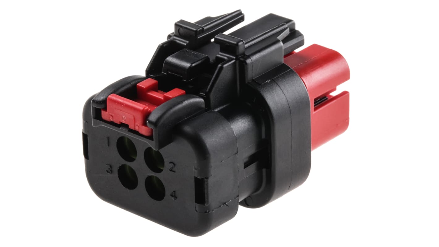 TE Connectivity, AMPSEAL 16 Automotive Connector Socket Red Cable Mount 4 Way 776487-1
