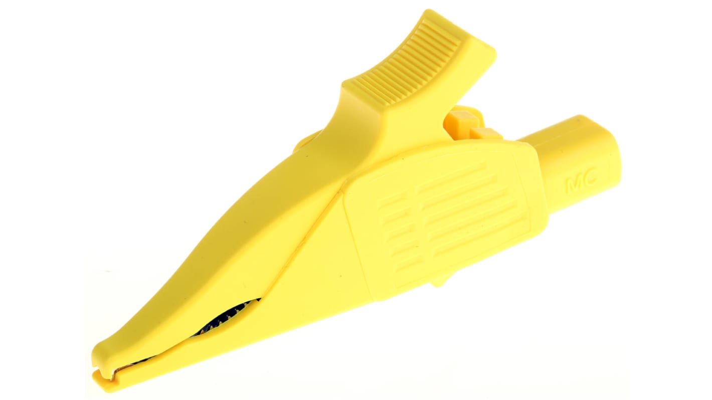 Stäubli Messing 39.5mm Krokodilklemme, Gelb isoliert, 32A