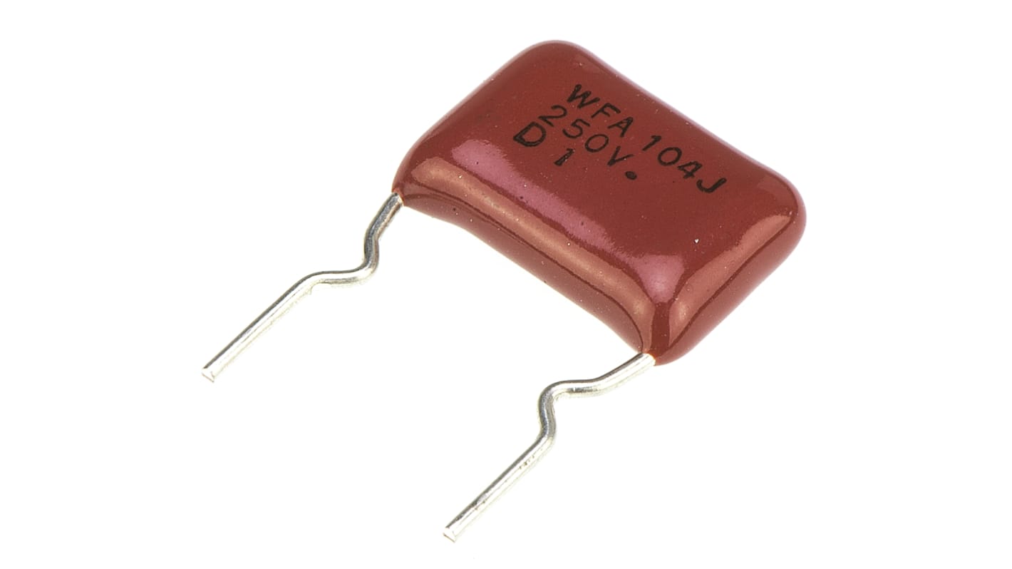 Panasonic ECWF(A) Polypropylene Film Capacitor, 250V dc, ±5%, 100nF, Through Hole