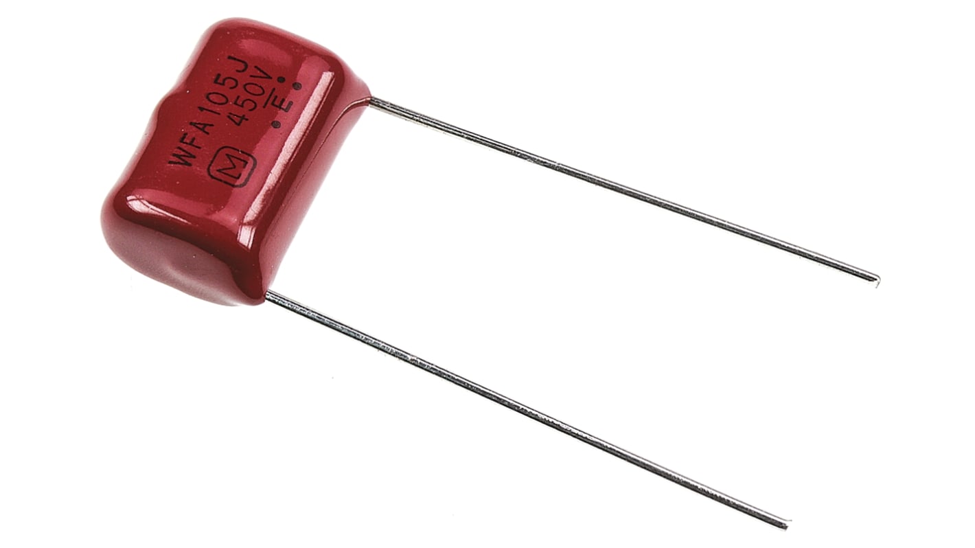 Panasonic ECWF(A) Polypropylene Film Capacitor, 450V dc, ±5%, 1μF, Through Hole