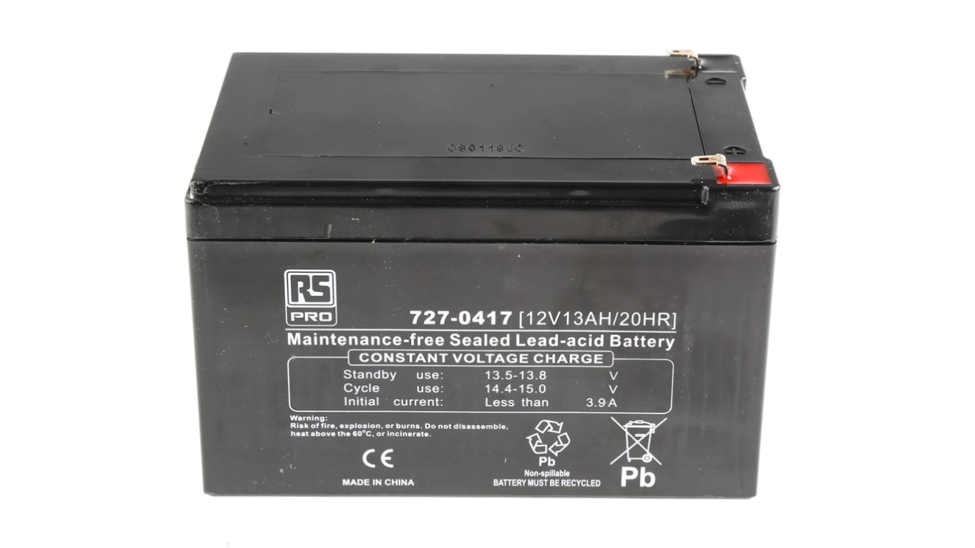 RS PRO 12V T1 Sealed Lead Acid Battery, 13Ah