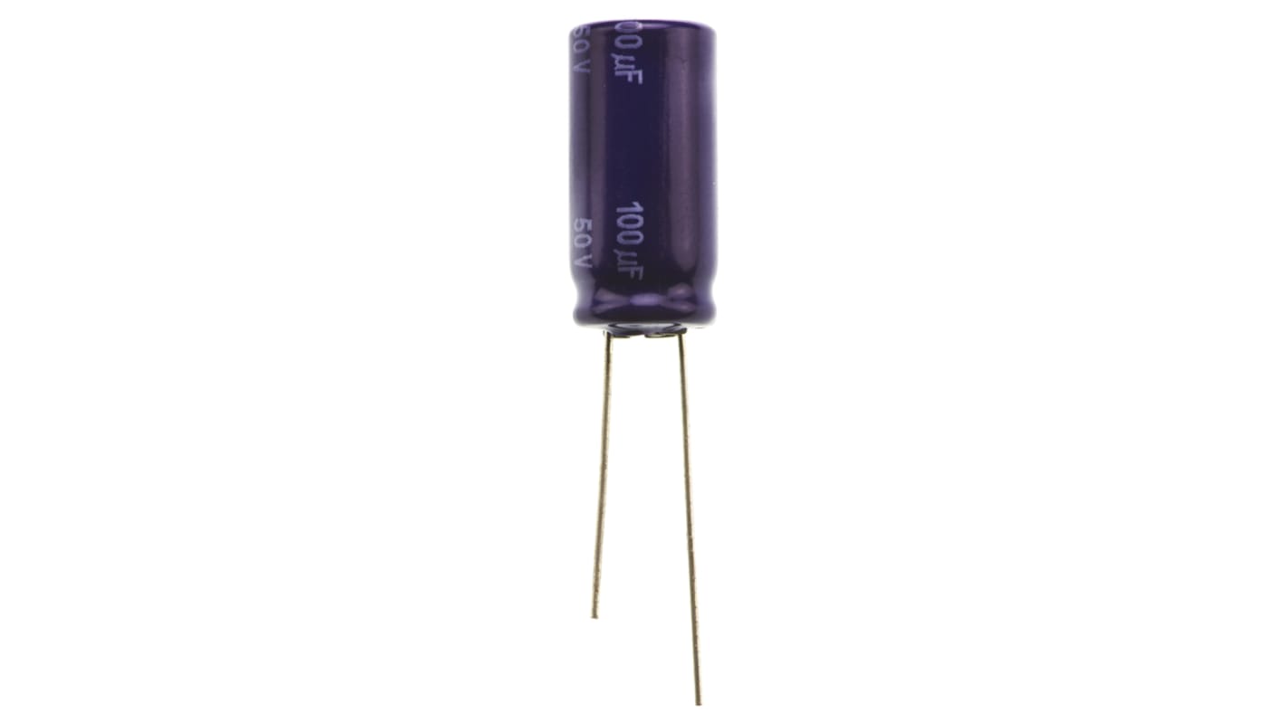 Panasonic 100μF Aluminium Electrolytic Aluminium Electrolytic Capacitor 50V dc, Radial, Through Hole - ECEA1HN101U