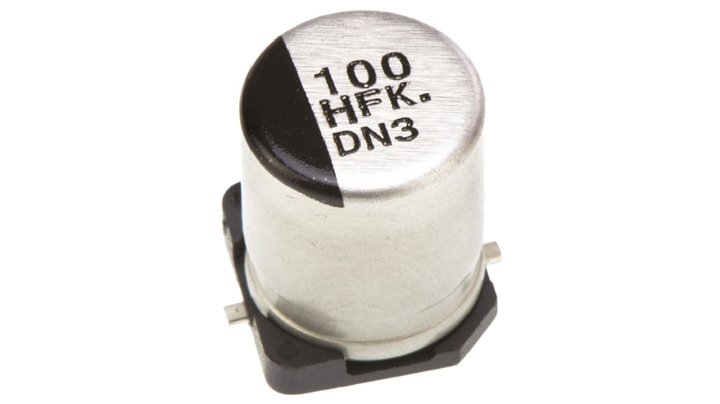 Panasonic FK, SMD Aluminium-Elektrolyt  Alu Kondensator, Elko 100μF ±20% / 50V dc, Ø 8mm x 10.2mm x 10.2mm, bis 105°C
