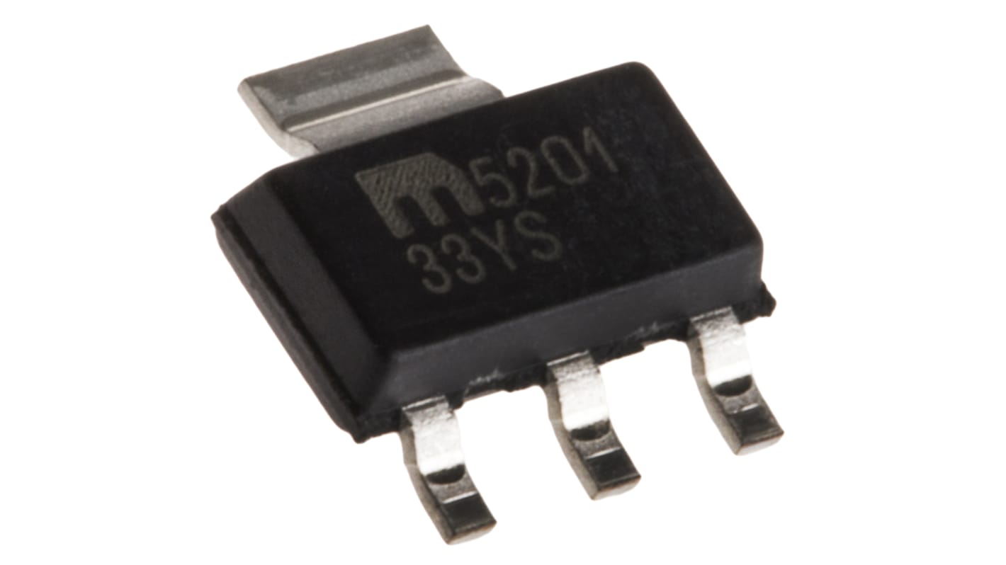 Regolatore di tensione MIC5201-3.3YS-TR, 200mA, 3+Tab-Pin, SOT-223