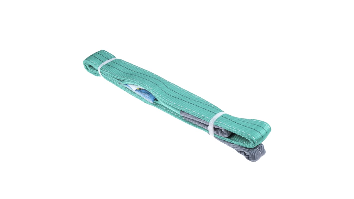 RS PRO 2m Green Lifting Sling Webbing, 2t