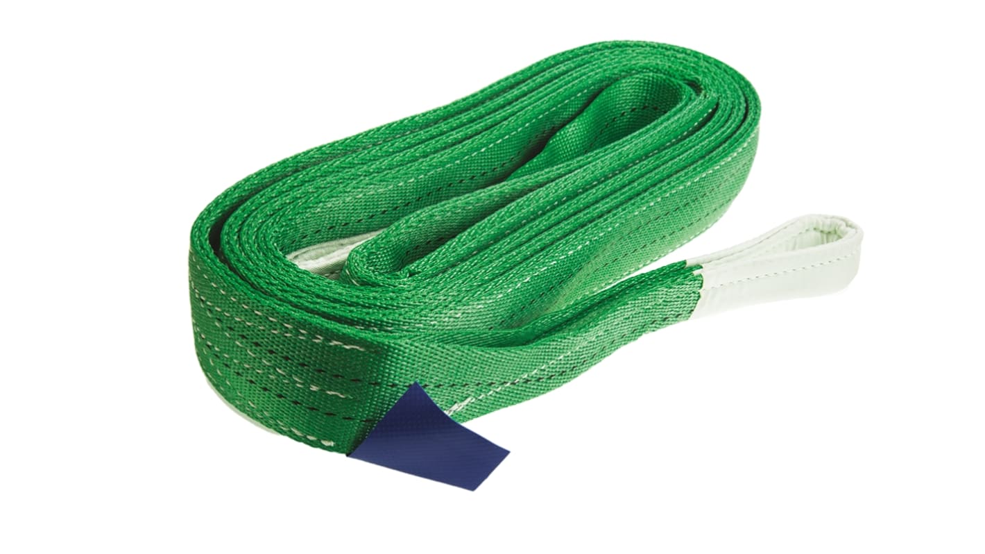 RS PRO 4m Green Lifting Sling Webbing, 2t