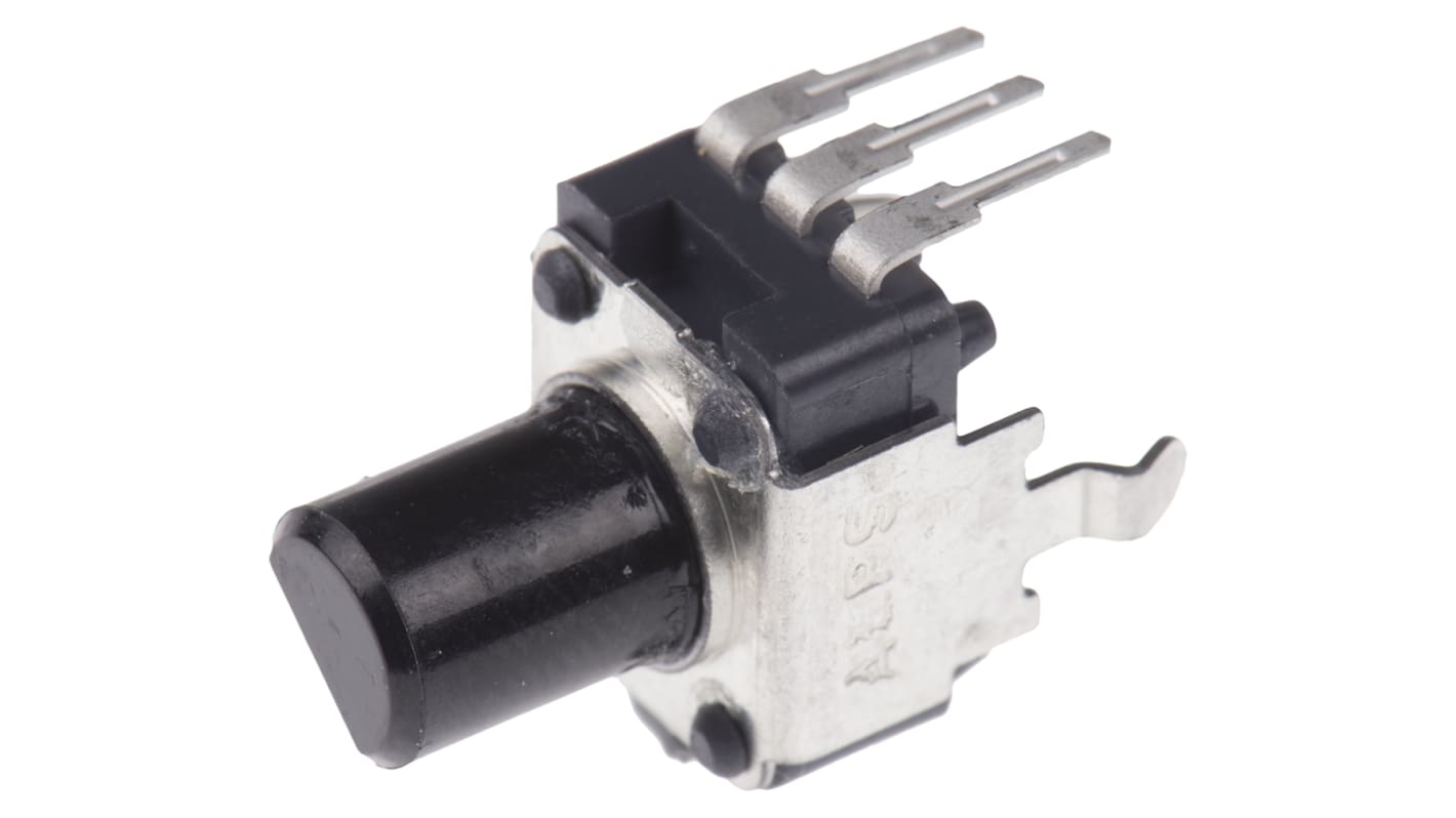 Alps Alpine 旋转电位器, 50kΩ, 0.05W, 6 mm。轴径, ±20%容差, 通孔安装, 扁平轴执行器, RK09K系列