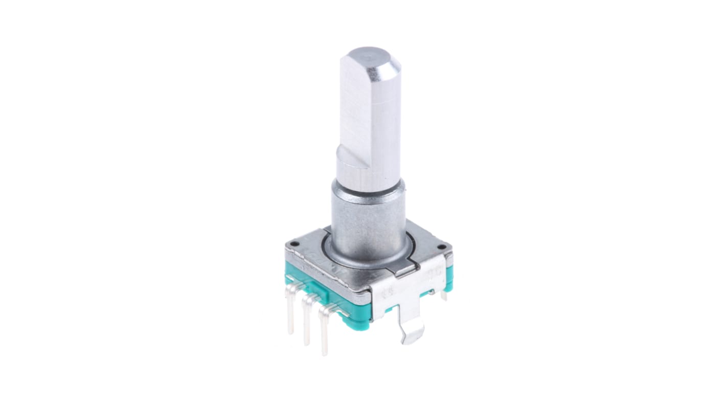 Alps Alpine 15 Pulse Incremental Mechanical Rotary Encoder with a 6 mm Flat Shaft (Not Indexed), Through Hole