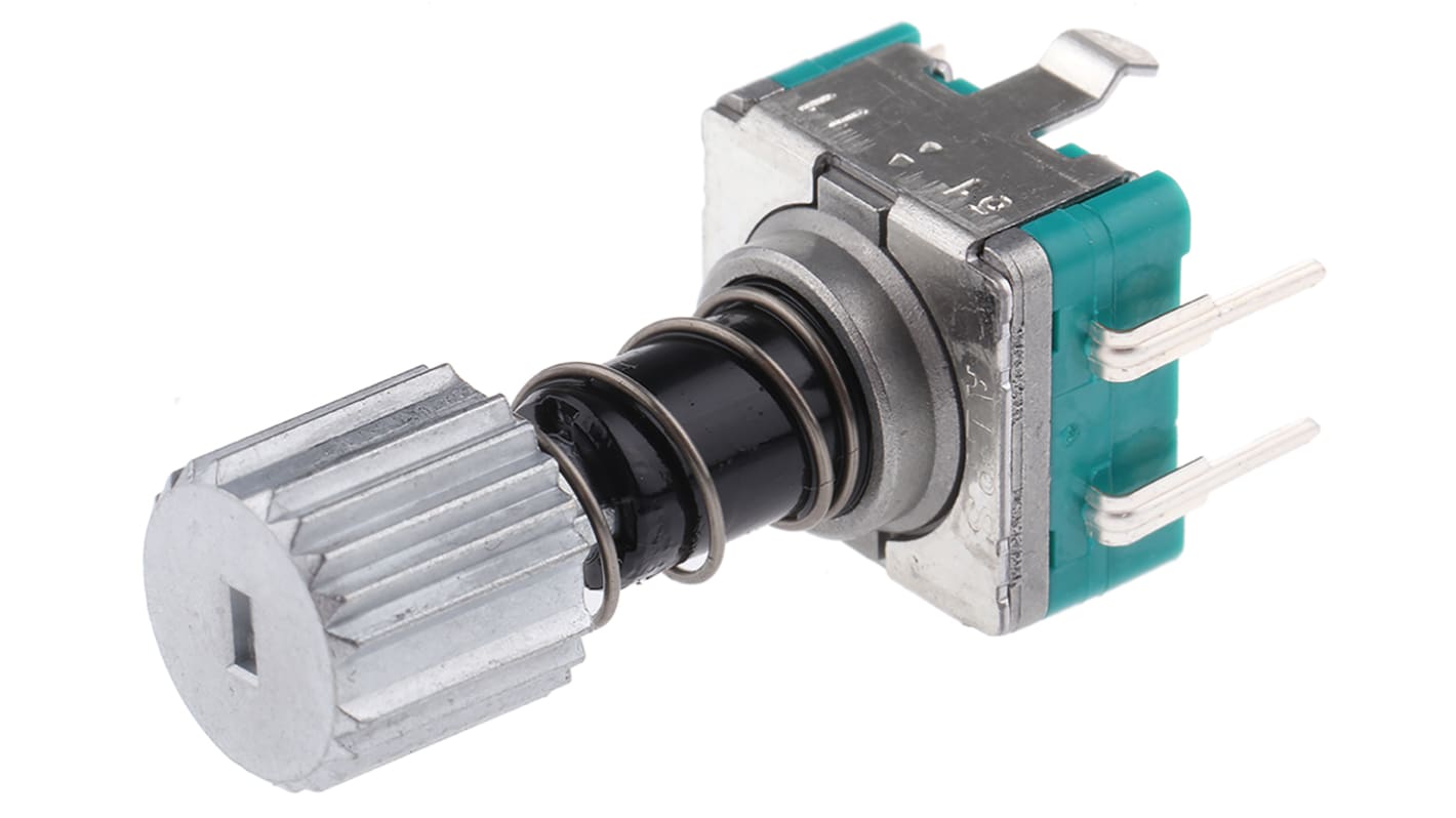 Alps Alpine 15 Pulse Incremental Mechanical Rotary Encoder with a 9 mm Knurl Shaft (Not Indexed), Through Hole