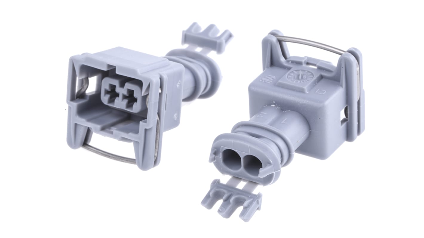 Automobilový konektor, počet kontaktů: 2 barva Šedá, Samice izolace pájením, řada: Junior Power Timer, počet řad: 1