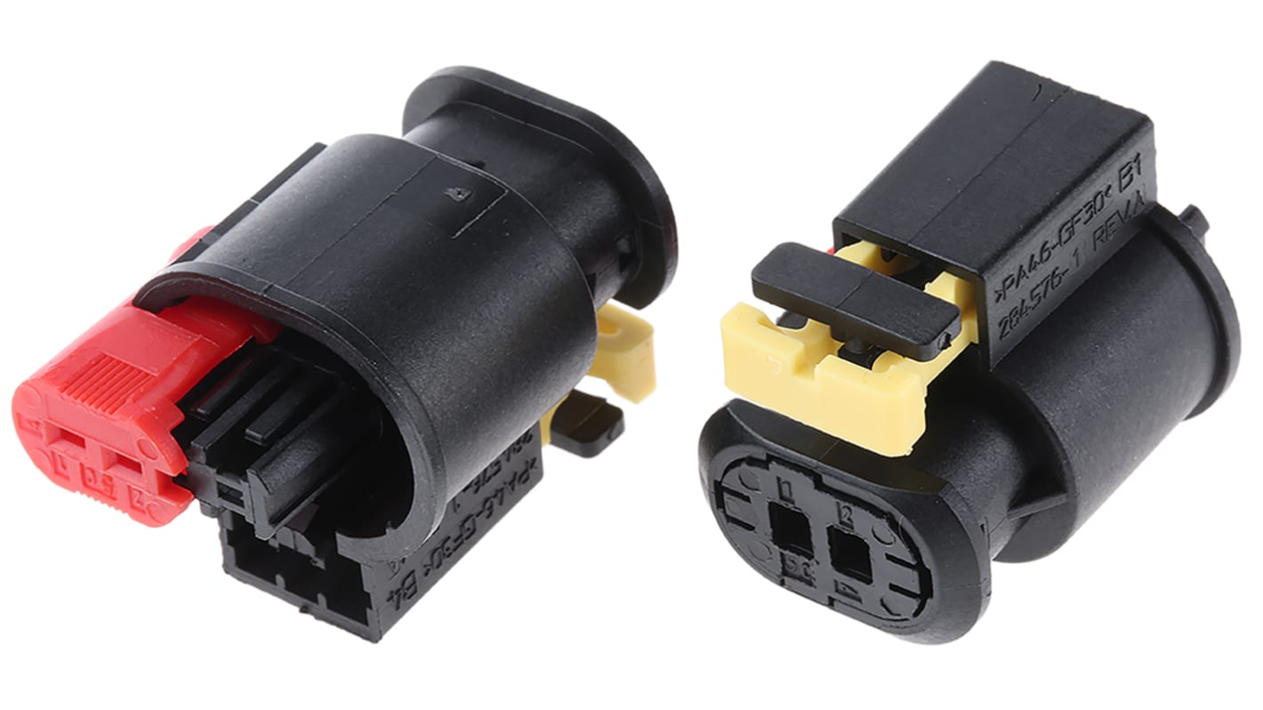TE Connectivity, Sensor Flat Contact System Automotive Connector Socket Black 2 Way 284556-1