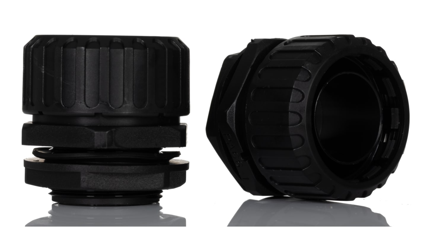 Adaptaflex Straight, Conduit Fitting, 32mm Nominal Size, M32, Nylon 66, Black IP65 rating