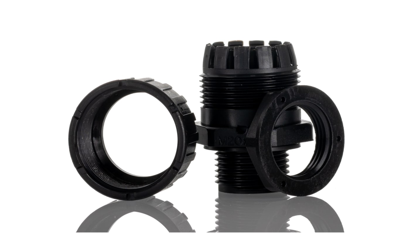 Adaptaflex Straight, Conduit Fitting, 20mm Nominal Size, M20, Nylon 66, Black IP65 rating