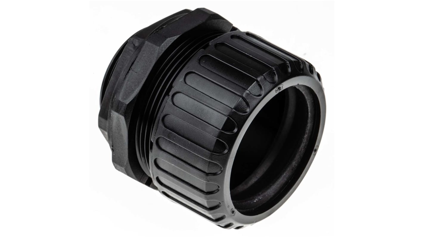Adaptaflex 直向 电缆管接头, M40螺纹, 尼龙 66制, 40mm标称尺寸, 黑色表面, IP65, 黑色, XF系列