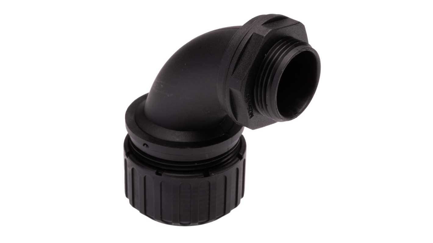 Raccordo per cavi Adaptaflex XF25/M25/C90 XF, Gomito a 90° in Nylon 66, Nero, filetto M25, 25mm, protezione IP65