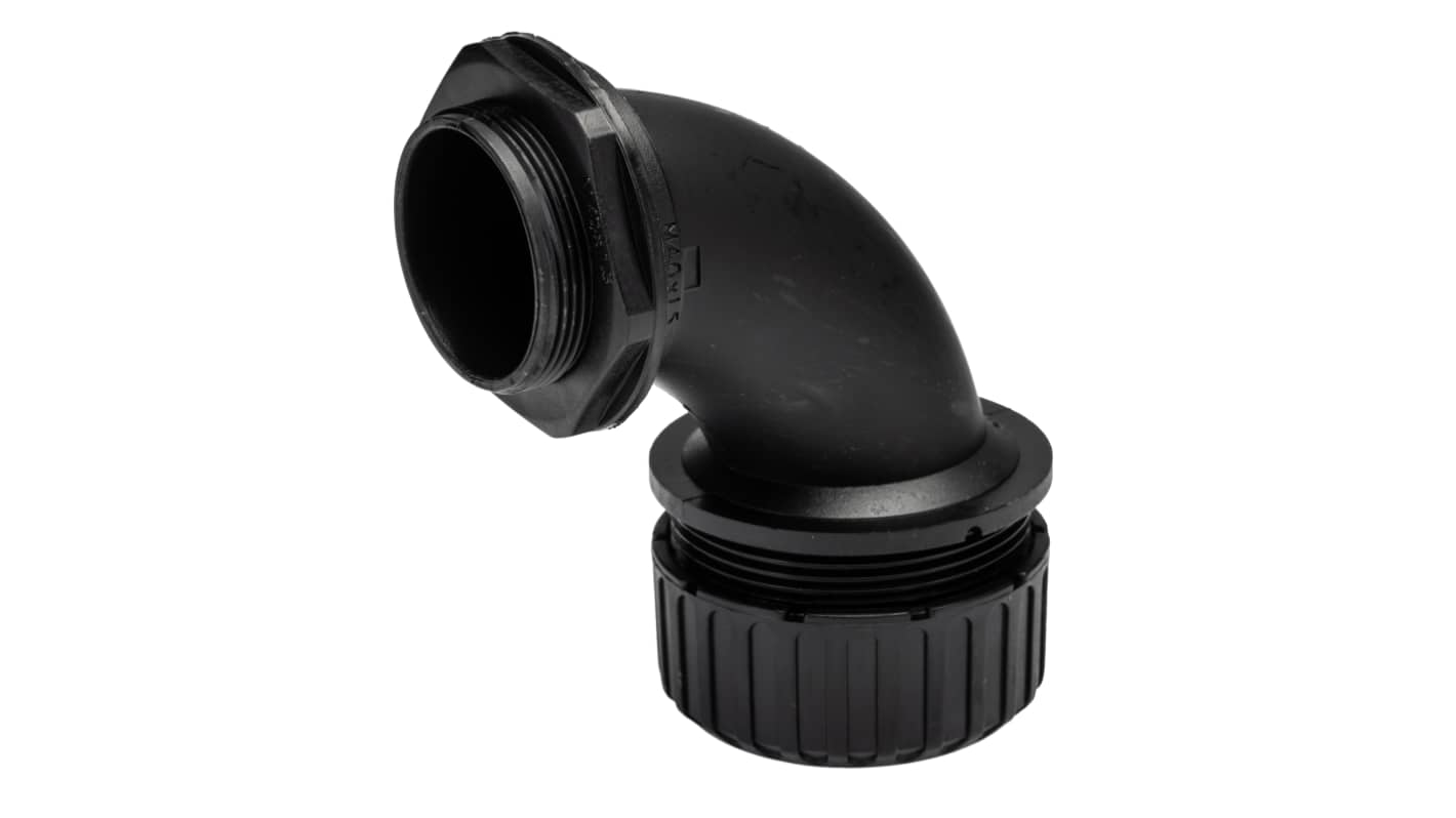 Raccordo per cavi Adaptaflex XF40/M40/C90 XF, Gomito a 90° in Nylon 66, Nero, filetto M40, 40mm, protezione IP65