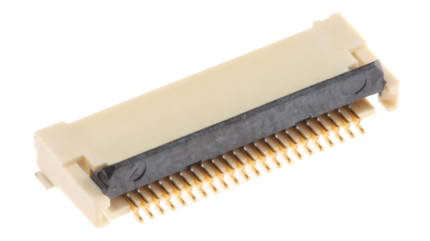 Omron FPC连接器, 母座, 22p, 0.5mm间距, 单排, SMT安装, 直角, 500mA, 50 V ac/dc, XF2M系列