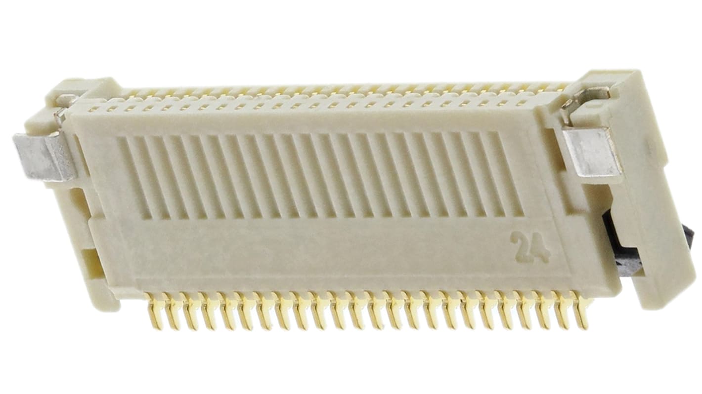 Omron FPC连接器, 母座, 24p, 0.5mm间距, 单排, SMT安装, 直角, 500mA, 50 V 交流/直流, XF2M系列