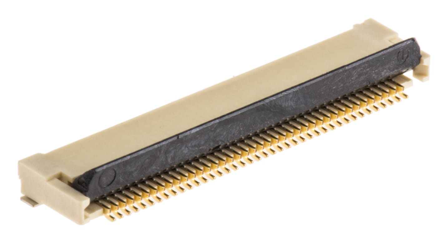 Omron FPC连接器, 母座, 40p, 0.5mm间距, 单排, SMT安装, 直角, 500mA, 50 V 交流/直流, XF2M系列