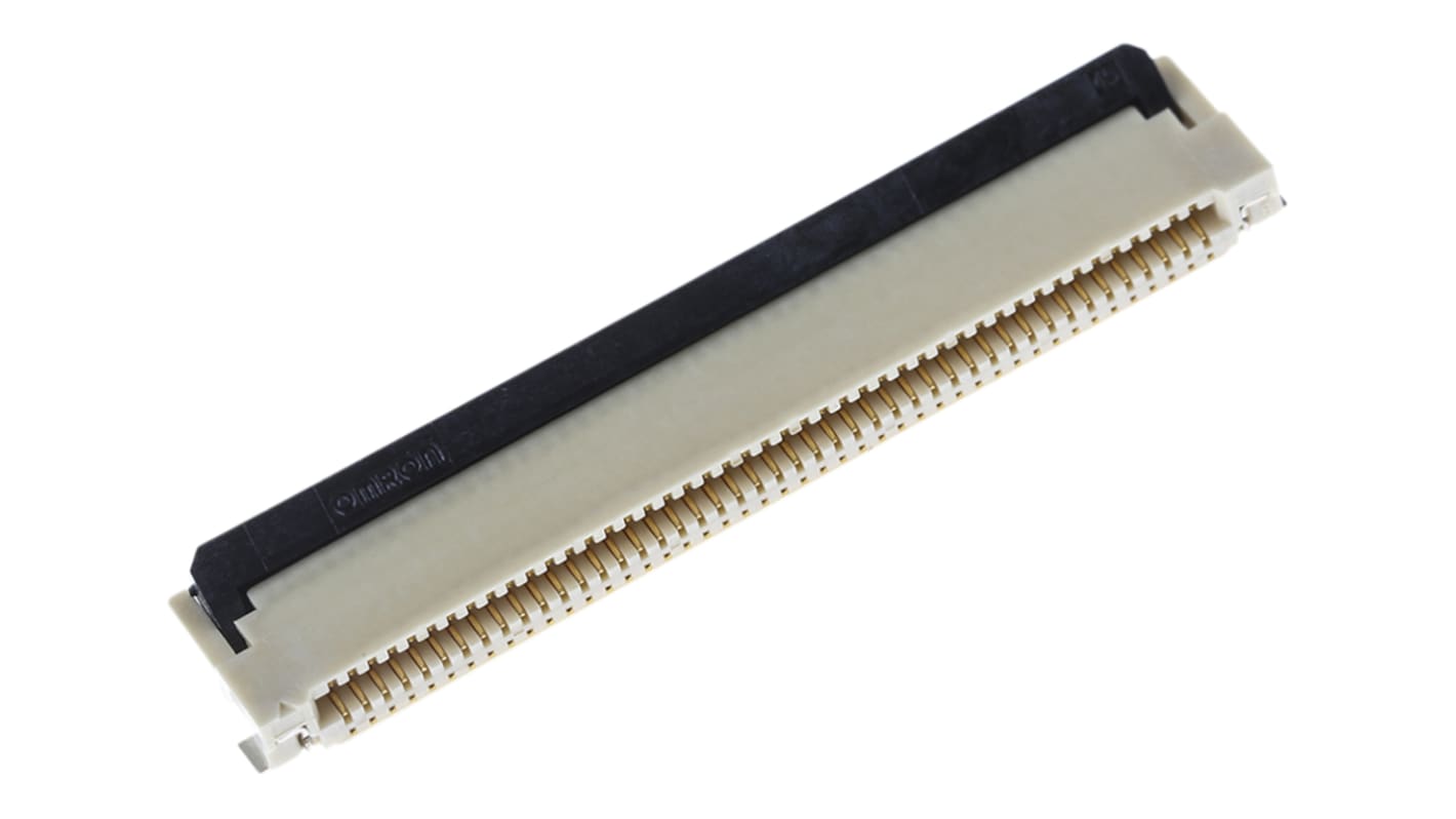 Omron FPC连接器, 母座, 45p, 0.5mm间距, 单排, SMT安装, 直角, 500mA, 50 V ac/dc, XF2M系列