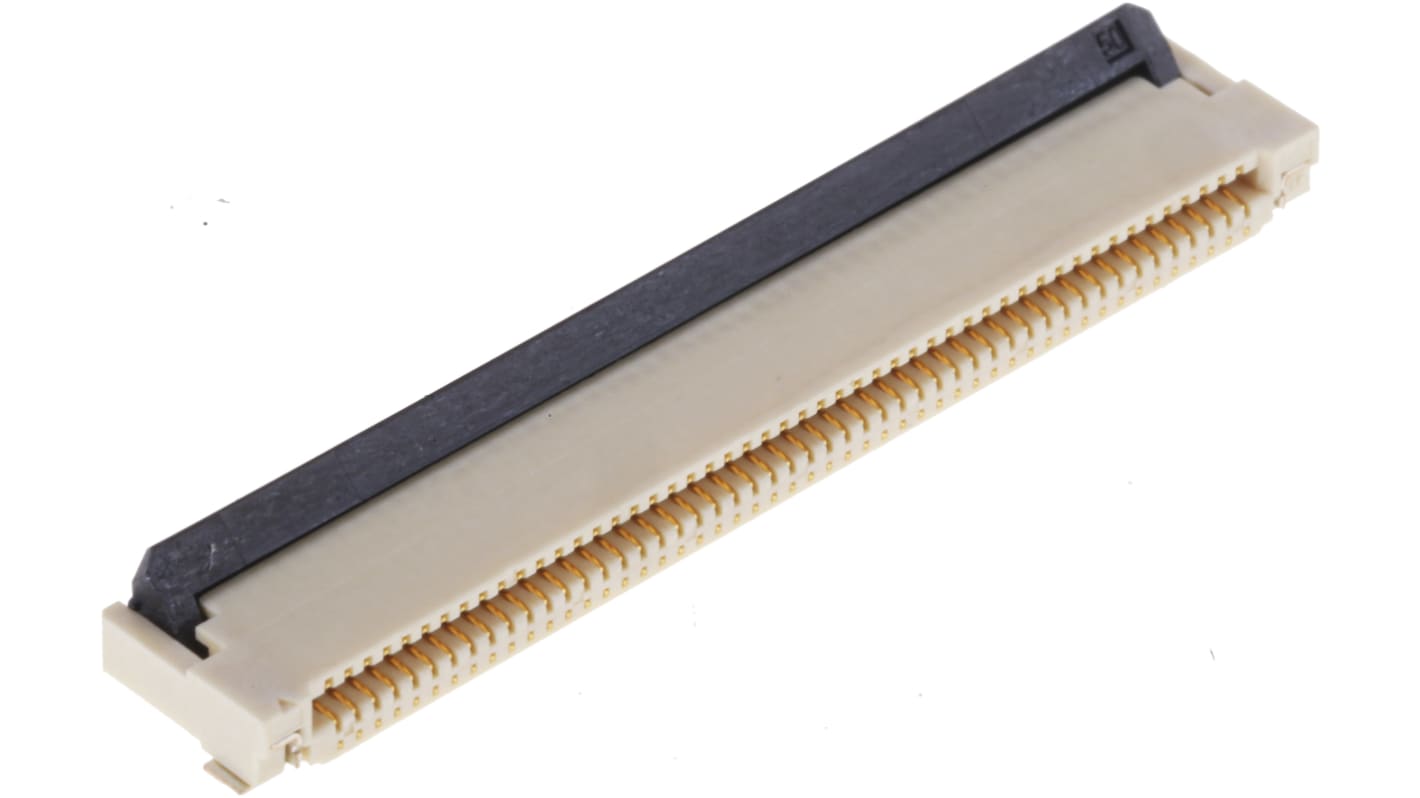 Omron FPC连接器, 母座, 50p, 0.5mm间距, 单排, SMT安装, 直角, 500mA, 50 V 交流/直流, XF2M系列