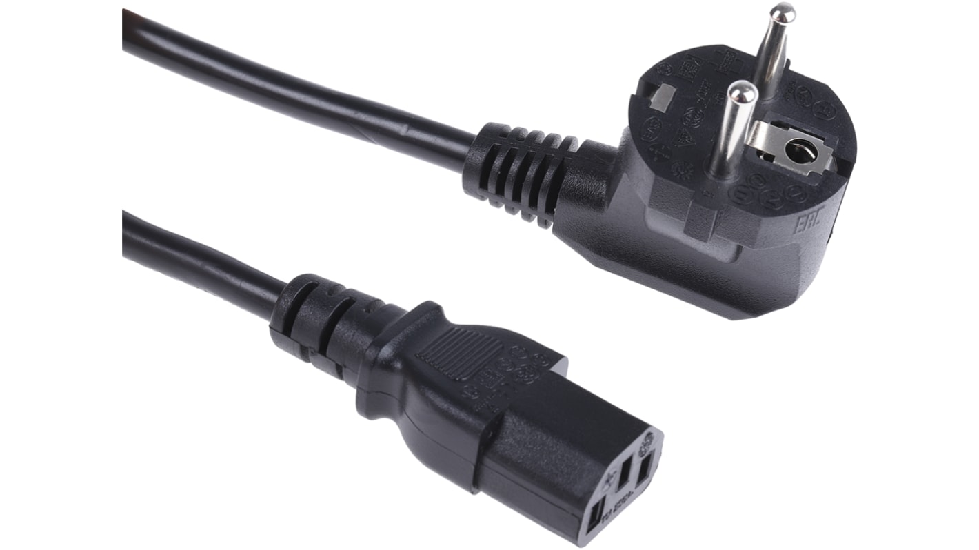RS PRO Konfektioniertes Stromkabel, A IEC C13 / Buchse gerade, B Typ F Deutscher Schutzkontakt-Stecker / Stecker