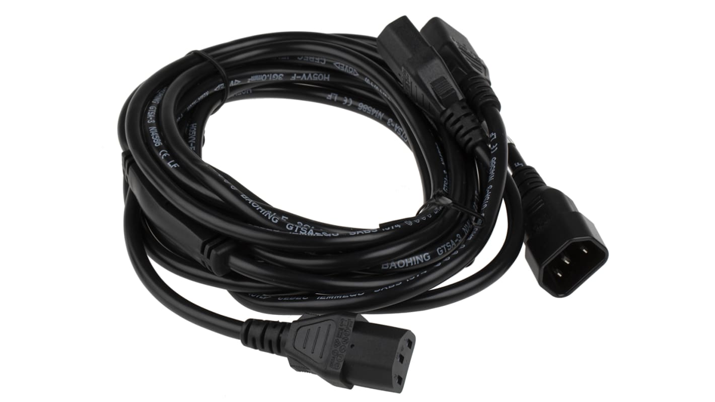 RS PRO Netzkabel, 10 A, 2.5m Schwarz,  250 V