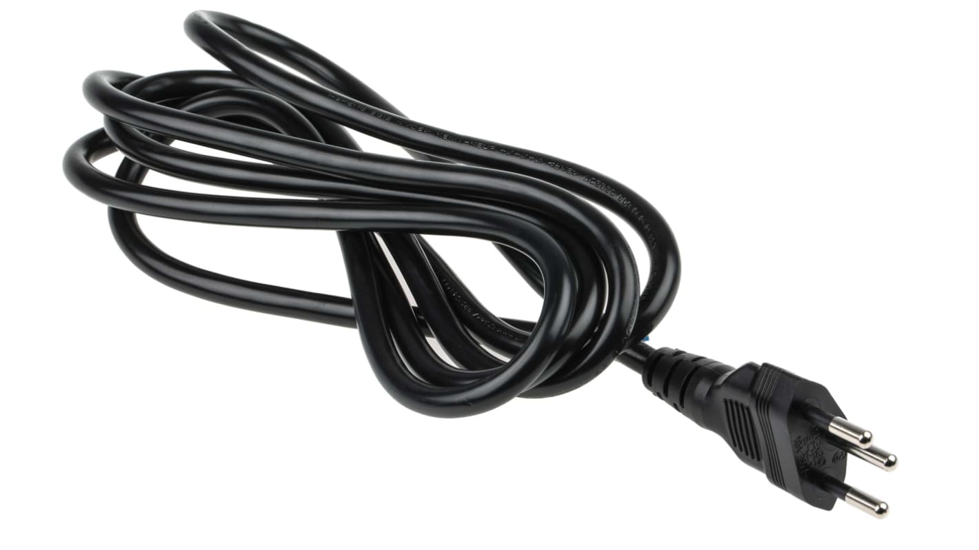 RS PRO Unterminated Plug to Straight Type J Swiss Plug Power Cord, 2m