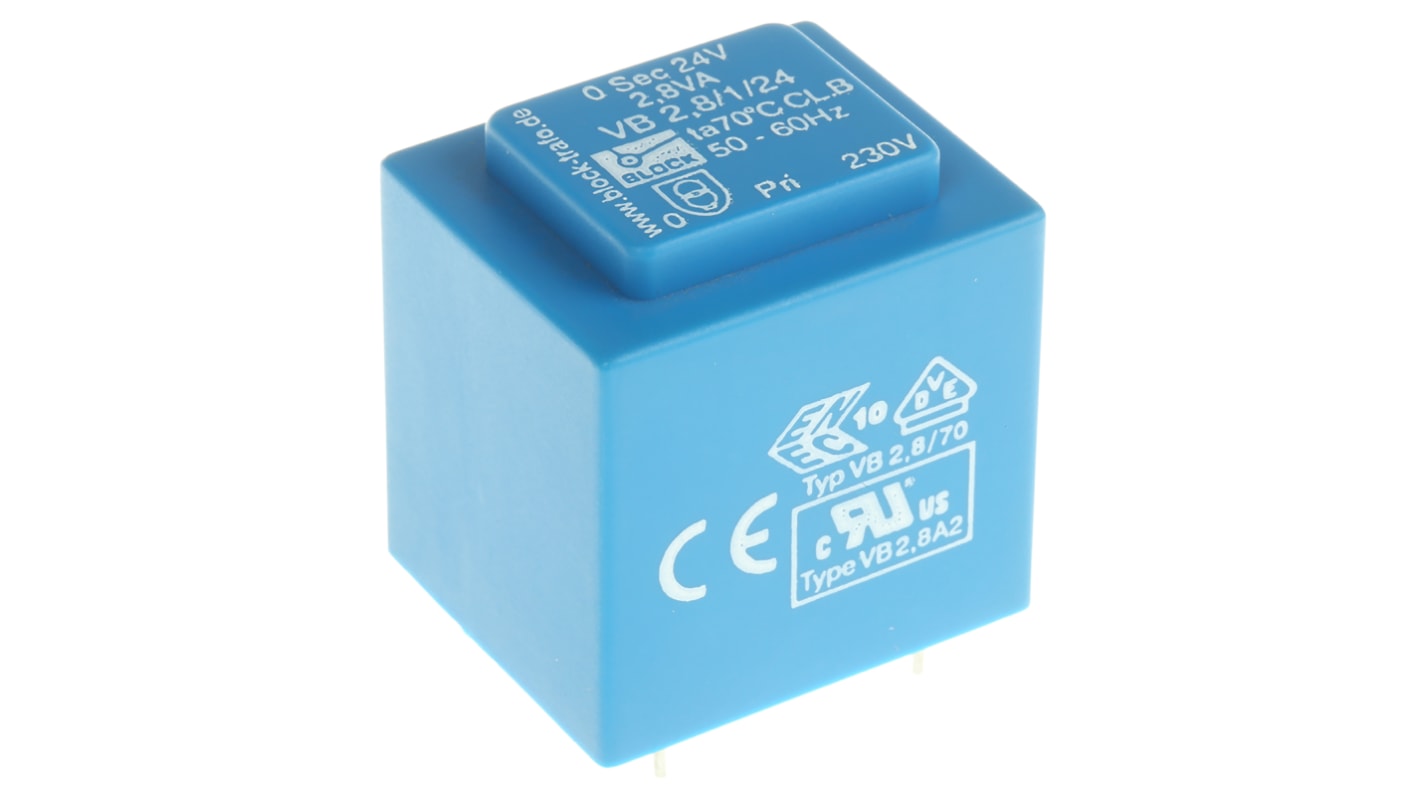 Block 24V ac 1 Output Through Hole PCB Transformer, 2.8VA