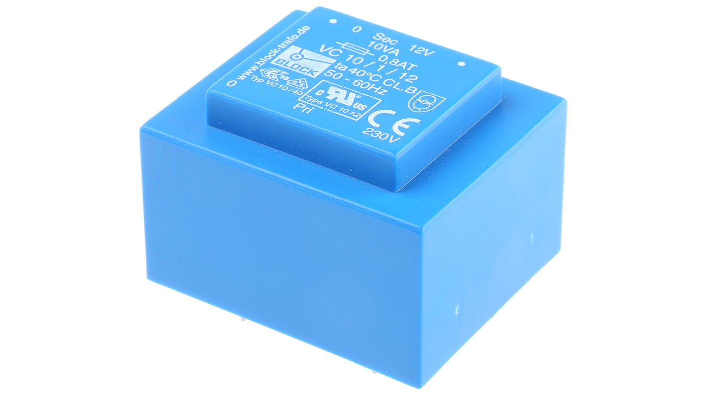 Block 12V ac 1 Output Through Hole PCB Transformer, 10VA