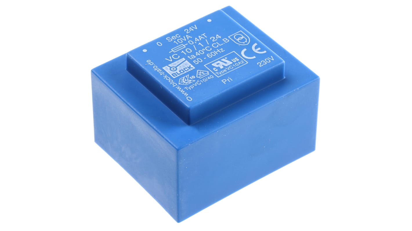 Block 24V ac 1 Output Through Hole PCB Transformer, 10VA