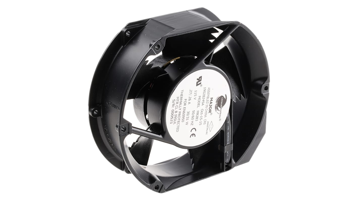 COMAIR ROTRON Major Series Axial Fan, 115 V ac, AC Operation, 400m³/h, 31W, 260mA Max, 171.4 x 150.4 x 51mm