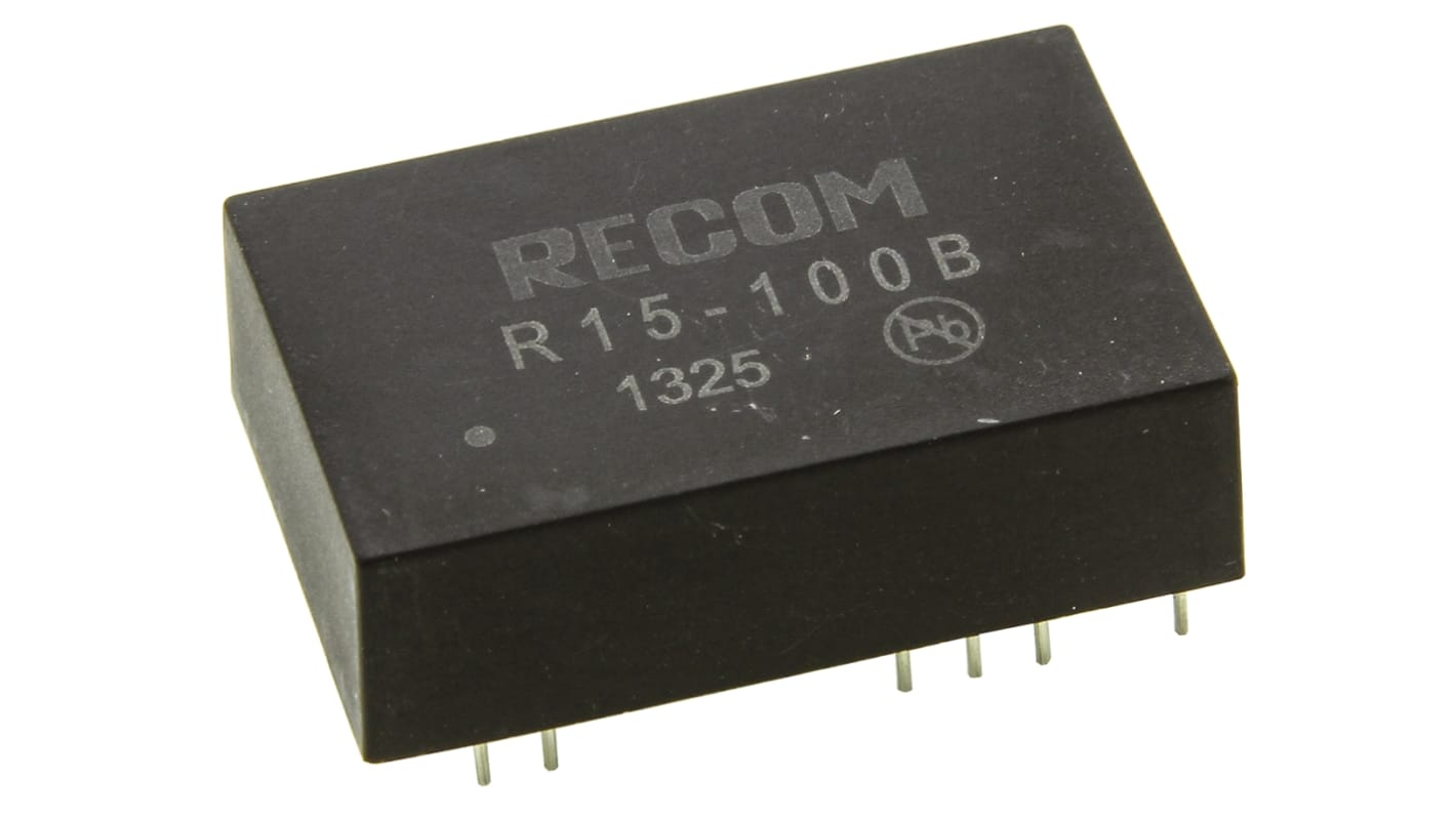 Recom R15 DC-DC Converter, 55 → 135V dc/ 50mA Output, 14 → 17 V dc Input, 5W, Through Hole, +70°C Max