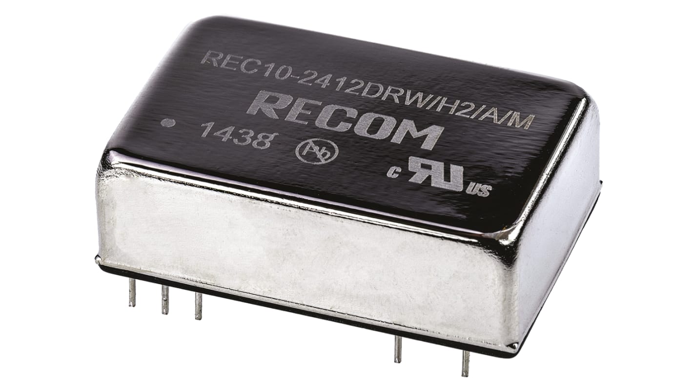 Recom REC10/M DC-DC Converter, ±12V dc/ ±416mA Output, 18 → 36 V dc Input, 10W, Through Hole, +75°C Max Temp